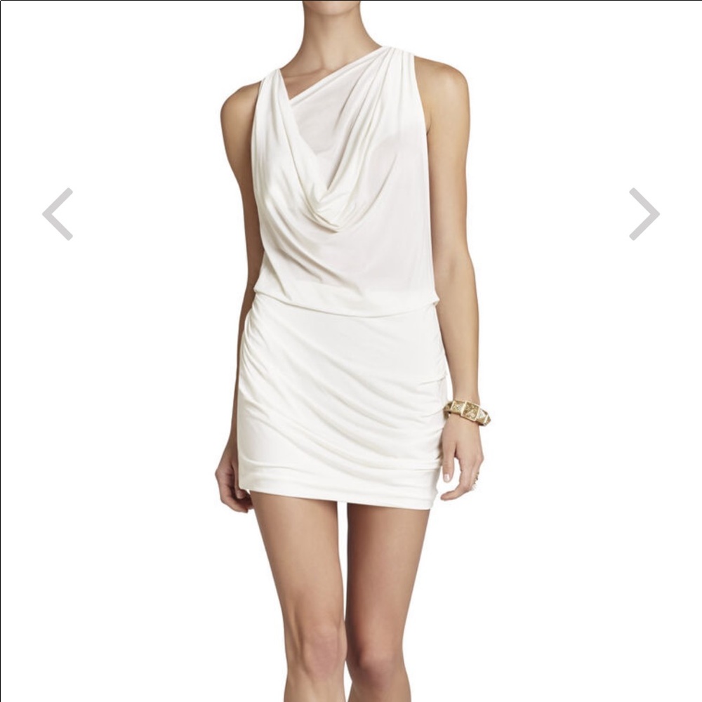BCBG Vivia Bodycon Twisted Back Nude Mini Dress